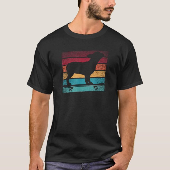 Fransk Bulldog Retro Skateboard T Shirt (Framsida)