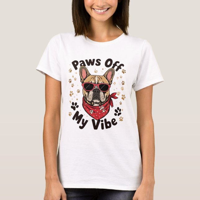Fransk Bulldog Retro T-Shirt – Cool Hund med Solgl (Framsida)