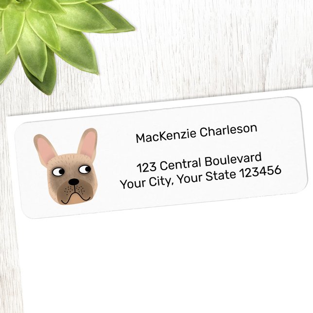 Fransk Bulldog Return-adressetikett Returadress Etikett (French Bulldog fun return address label for dog lovers.)