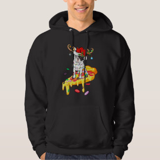 Fransk Bulldog Riding Pizza Fransk Bulldog Christm Hoodie