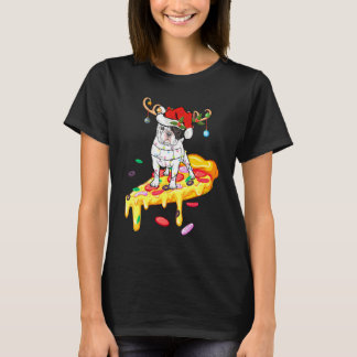 Fransk Bulldog Riding Pizza Fransk Bulldog Christm T Shirt