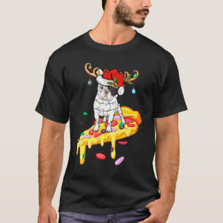 Fransk Bulldog Riding Pizza Fransk Bulldog Christm T Shirt