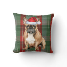 Fransk Bulldog Röd Grön Holiday Rutig Jul