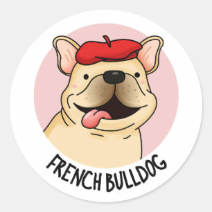 Fransk Bulldog Rolig hund Pun Runt Klistermärke