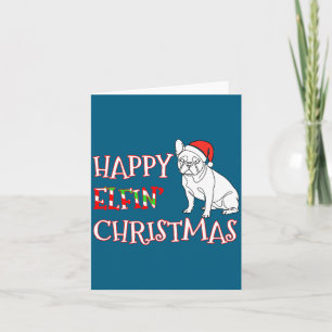 Fransk Bulldog Rolig Tomtehatt Glad Elfin Jul Kort