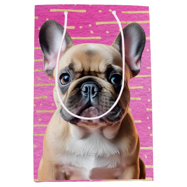 Fransk Bulldog Rosa Party Söt Valp Hund (Framsidan)