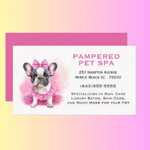 Fransk Bulldog Rosa Pet Groomer Spa Visitkort