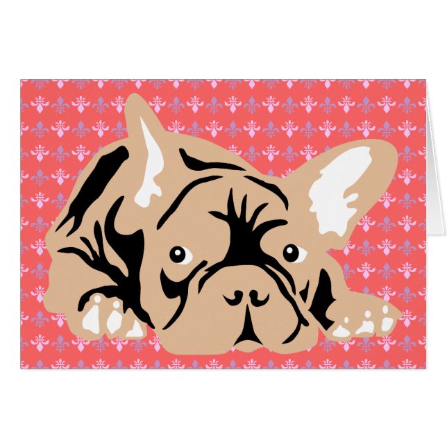 Fransk Bulldog rose Hälsningskort (Framsidan Horizontal)
