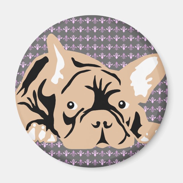 Fransk Bulldog rose Magnet (Framsidan)