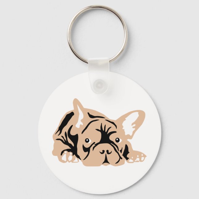 Fransk Bulldog rose Nyckelring (Framsida)