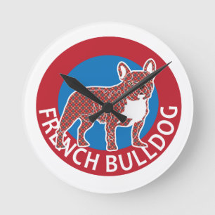 Fransk bulldog rund klocka