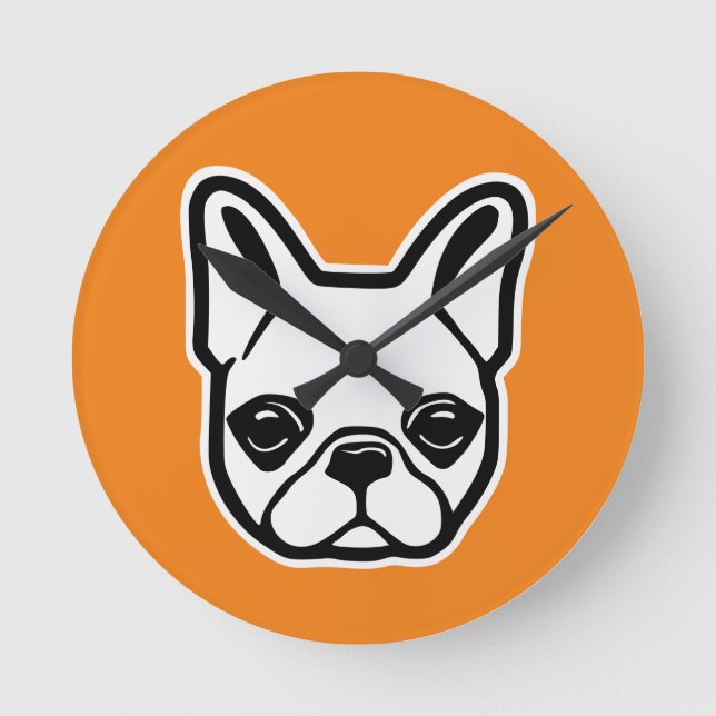 Fransk Bulldog Rund Klocka (Framsida)