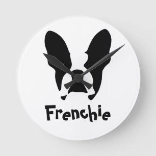 Fransk bulldog rund klocka