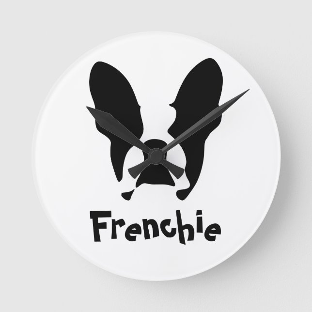 Fransk bulldog rund klocka (Framsida)