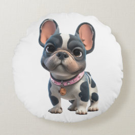 Fransk Bulldog Rund Kudde