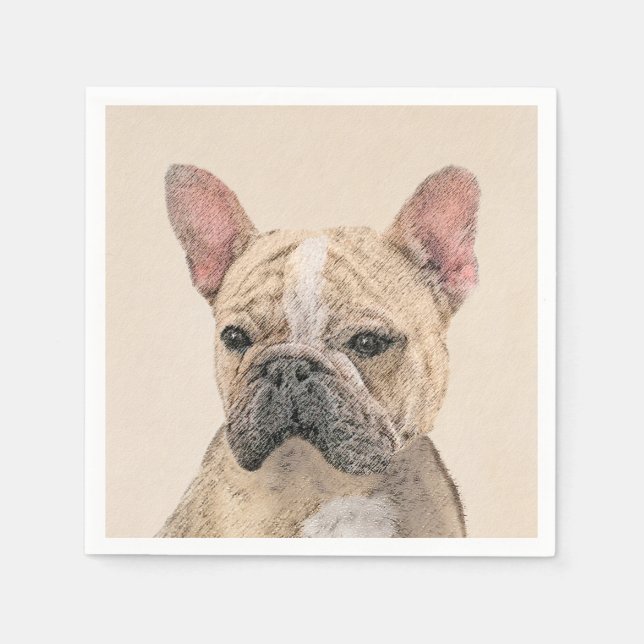 Fransk Bulldog (Sable) Målning - Söt Original Do Pappersservett (Framsidan)
