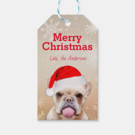 Fransk Bulldog Santa Funny jul Presentetikett