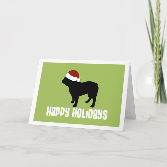 Fransk Bulldog Santa Hat Helgkort (Framsida)