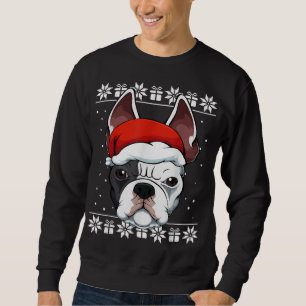 Fransk Bulldog Santa Hat jul Pajama Cute Hund Lång Ärmad Tröja