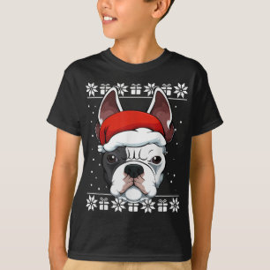 Fransk Bulldog Santa Hat jul Pajama Cute Hund T Shirt