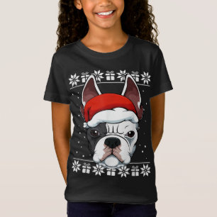 Fransk Bulldog Santa Hat jul Pajama Cute Hund T Shirt