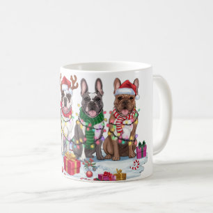 Fransk bulldog Santa hatters från jul Kaffemugg
