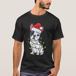 Fransk Bulldog Santa Julgran Ljus Julafton Gi T Shirt