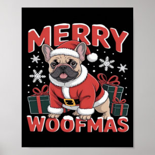 Fransk Bulldog Santa Klaus Hatt God Jul Hund Poster
