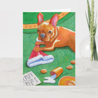 Fransk Bulldog Santa's Hat Helgkort