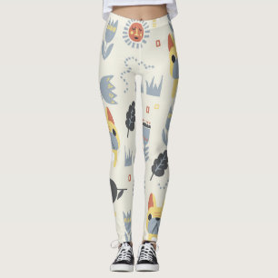 Fransk Bulldog: Scandinavian Blommigt Repeat. Leggings