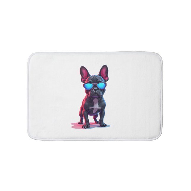 Fransk Bulldog SciFi Wearing Coola Sunglasses Badrumsmatta (Framsidan)