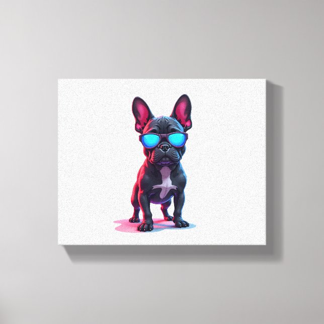 Fransk Bulldog SciFi Wearing Coola Sunglasses Canvastryck (Framsida)