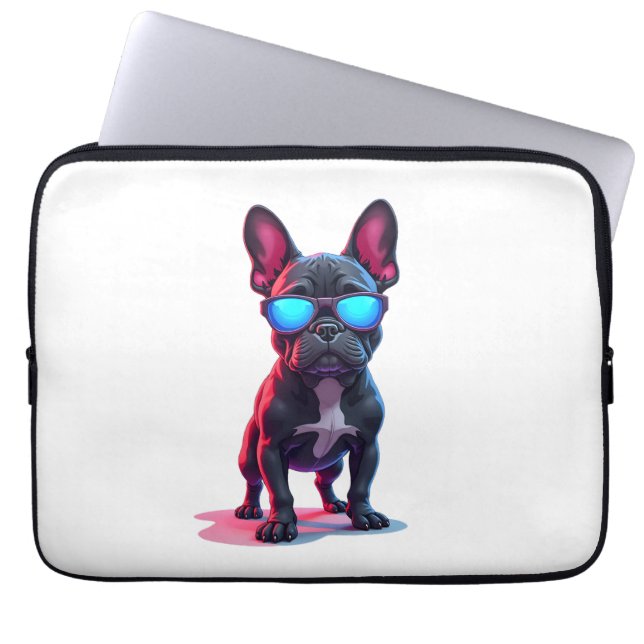 Fransk Bulldog SciFi Wearing Coola Sunglasses Laptop Fodral (Framsidan)