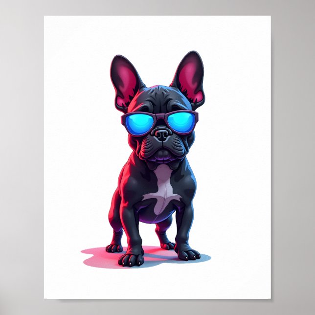 Fransk Bulldog SciFi Wearing Coola Sunglasses Poster (Framsidan)