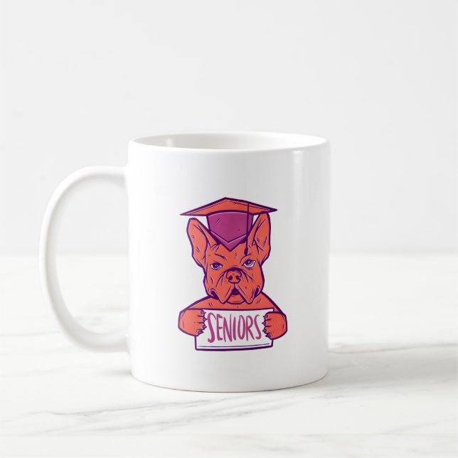 Fransk Bulldog Senior Examen Söt Hund Kaffemugg (Vänster)