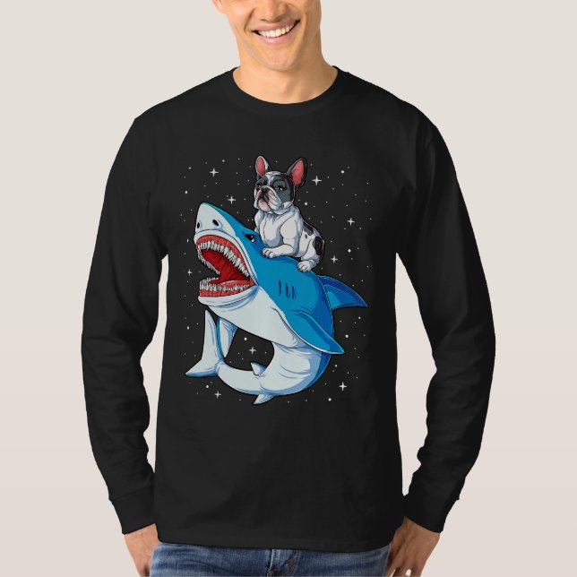 Fransk Bulldog Shark T Kids Manar Space Galaxy Jaw T Shirt (Framsida)