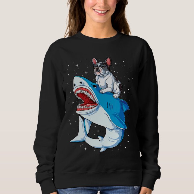 Fransk Bulldog Shark T Kids Manar Space Galaxy Jaw T Shirt (Framsida)