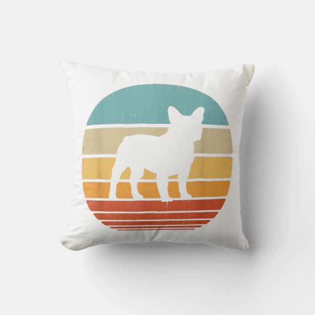 Fransk Bulldog Silhouette 60-tal 70-tal Gift Hund  Kudde (Framsida)