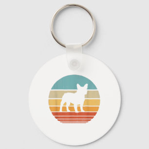 Fransk Bulldog Silhouette 60-tal 70-tal Gift Hund Nyckelring