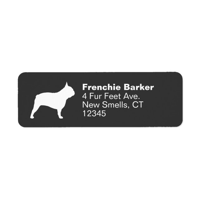 Fransk Bulldog Silhouette Frenchie Hund Profile Returadress Etikett (Framsidan)