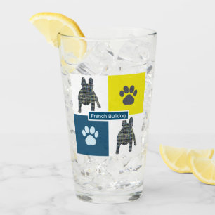 Fransk Bulldog Silhouette Hund & Tass Y&B Rrid Glaskopp