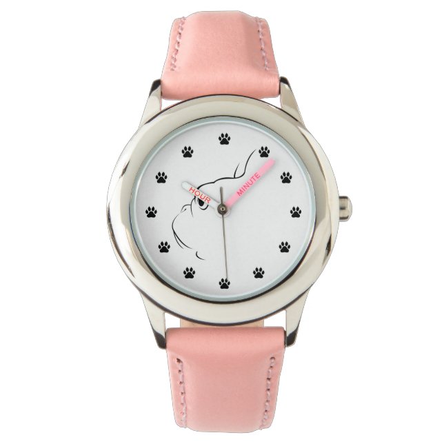 Fransk Bulldog Silhouette Kids Wrist Watch Armbandsur (Framsida)