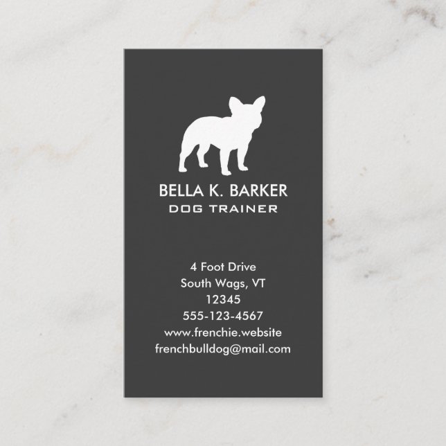 Fransk Bulldog Silhouette | Lodrät Frenchy-Hund Visitkort (Framsida)