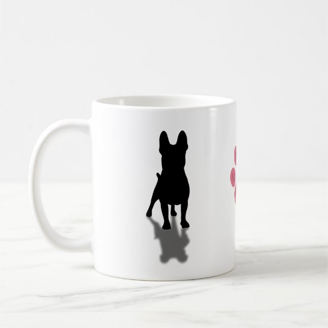Fransk Bulldog Silhouette med Personlig Tass Kaffemugg (Vänster)