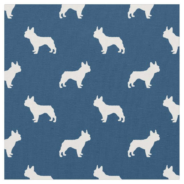 Fransk Bulldog silhouette navy blue Tyg (Närbild)