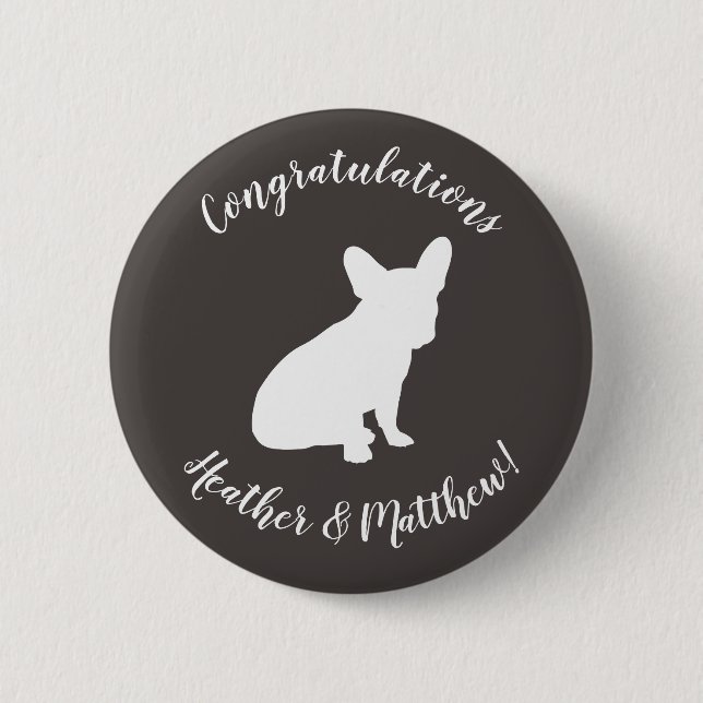 Fransk Bulldog Silhouette Party Knapp (Framsida)