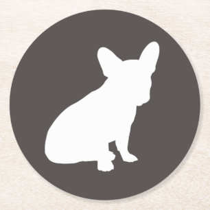 Fransk Bulldog Silhouette Party Underlägg Papper Rund