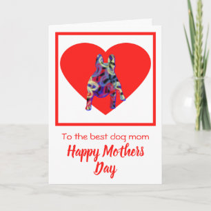Fransk Bulldog Silhouette Red Heart Mor's Day Tack Kort
