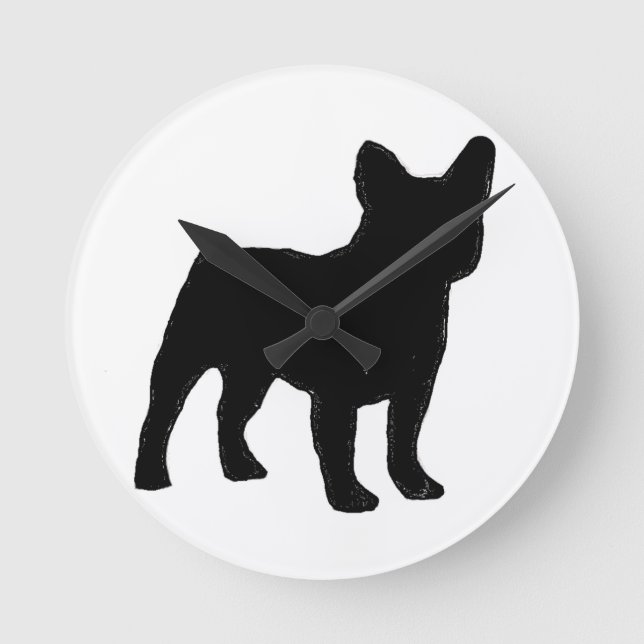 fransk bulldog silhouette rund klocka (Framsida)