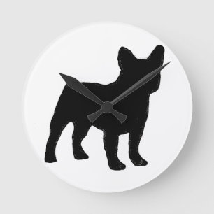 fransk bulldog silhouette rund klocka